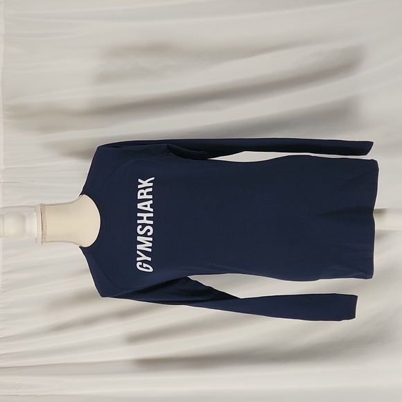 Gymshark Women's Long Sleeve Navy Blue Shirt Size Small Cotton Blend - Picture 2 of 6